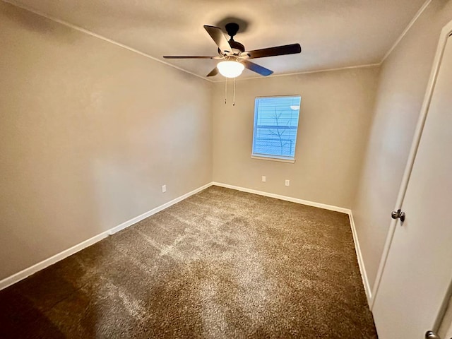 empty room with carpet and ceiling fan