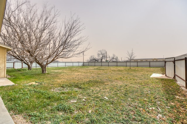 view of yard with a fenced backyard