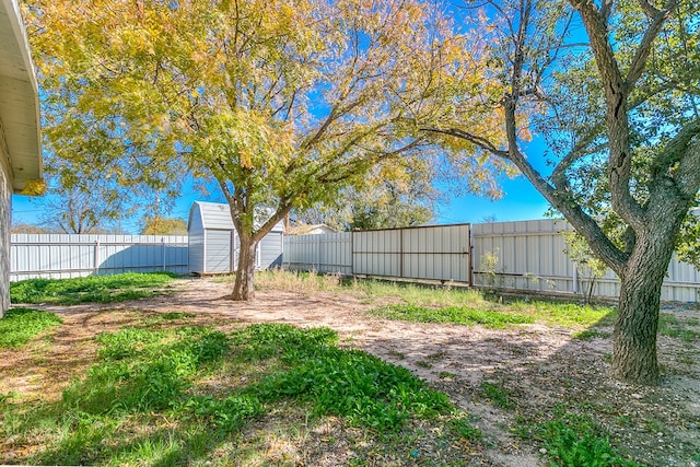 view of yard with a shed