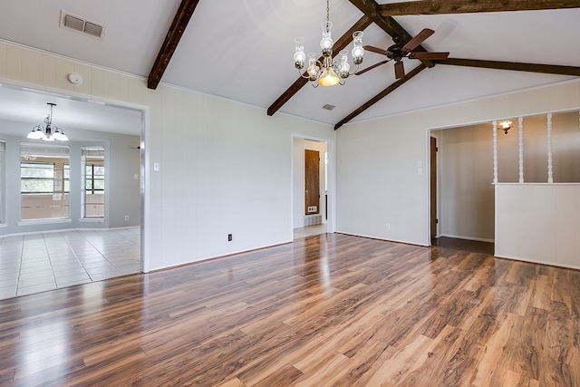 4302 Homestead Cir, Wall, TX 76903 - unfurnished living room with a chandelier, ceiling fan, and wood finished floors