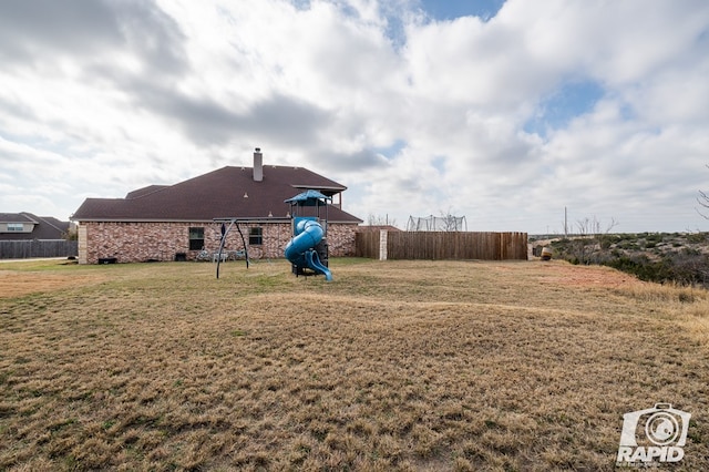 view of yard with a playground