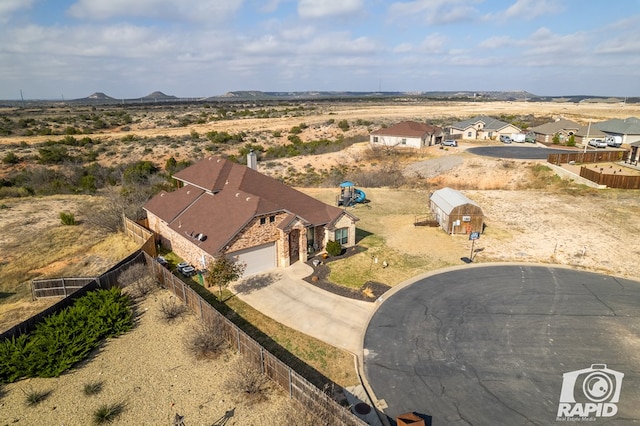 bird's eye view featuring a mountain view