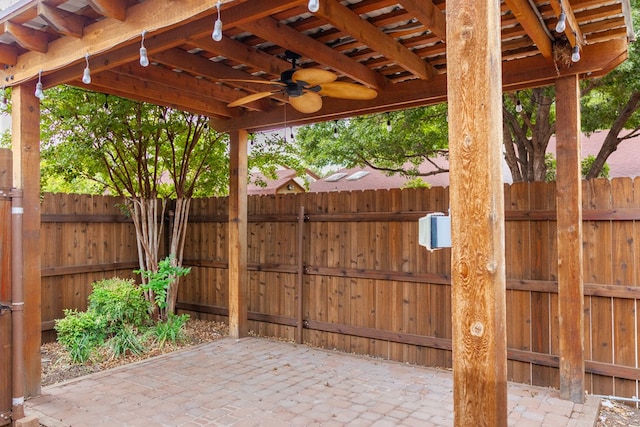 3705 Gemini Dr, San Angelo, TX 76903 - view of patio / terrace with fence and a ceiling fan