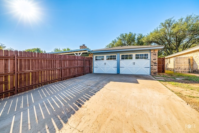 view of garage