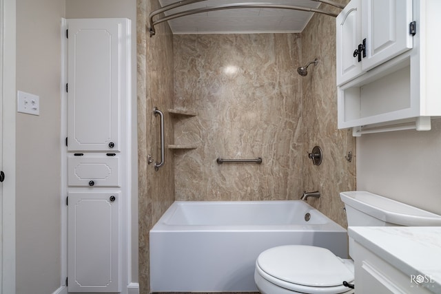 full bathroom featuring vanity, toilet, and tub / shower combination