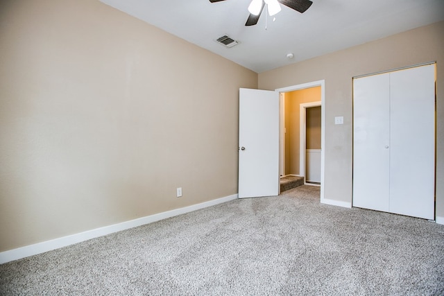 1619 Spaulding St, San Angelo, TX 76905 - unfurnished bedroom featuring carpet, a ceiling fan, and a closet