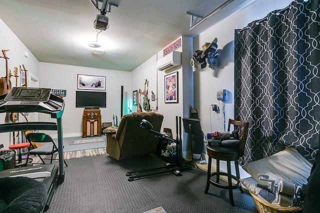 exercise room with a wall unit AC