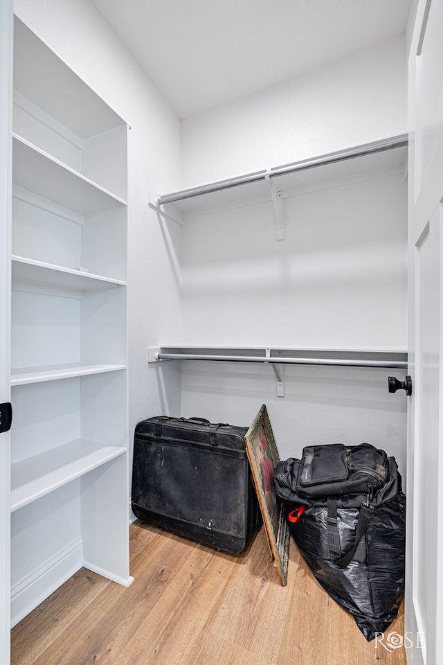 spacious closet with hardwood / wood-style flooring