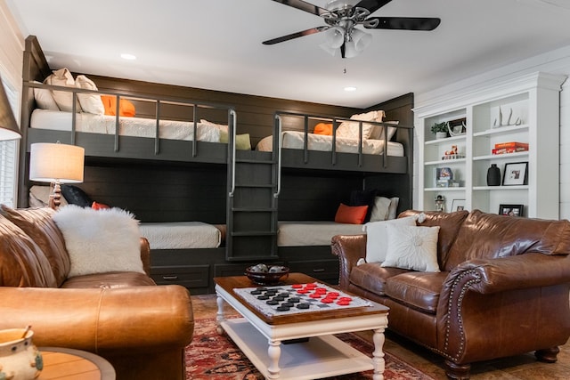 2611 Live Oak St, San Angelo, TX 76901 - living area featuring ceiling fan and built in features