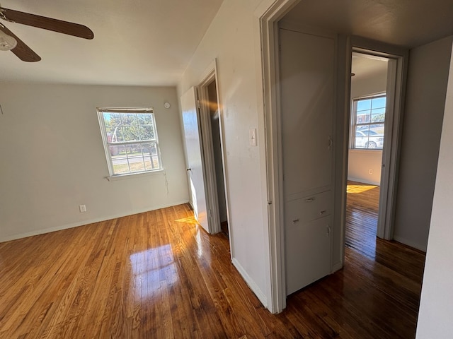 corridor with dark wood-type flooring