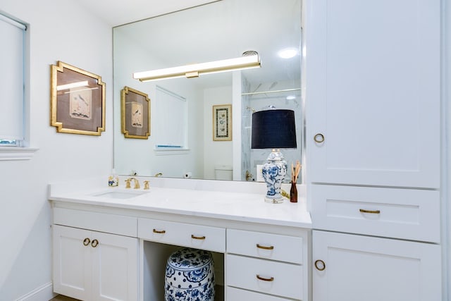 2121 Sul Ross St, San Angelo, TX 76904 - bathroom with a shower, vanity, and toilet