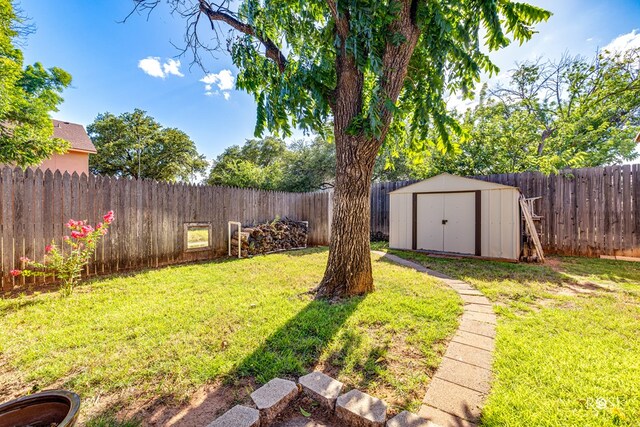 3513 Lindenwood Dr, San Angelo, TX 76904 - fenced backyard with a storage unit