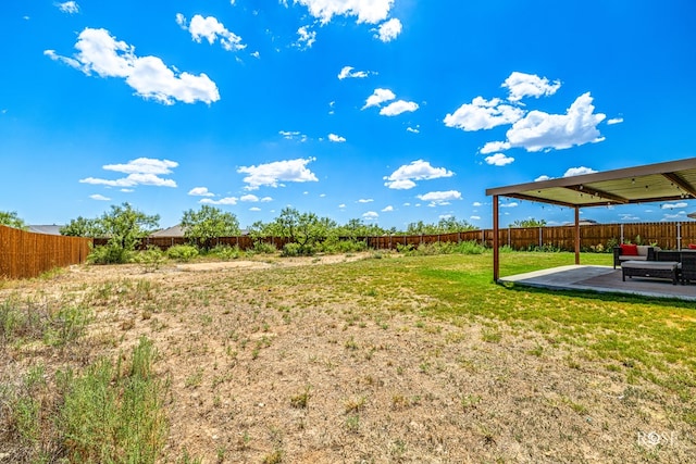 view of yard with a patio and a fenced backyard