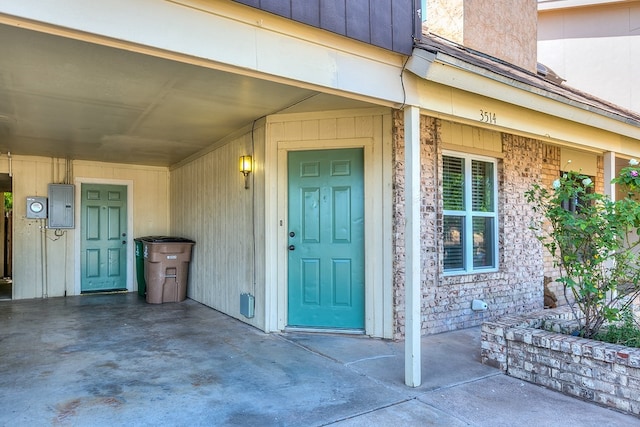 entrance to property with electric panel