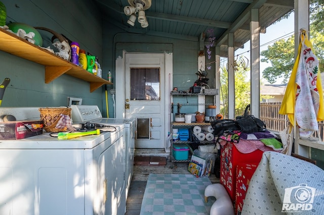 laundry area with washing machine and dryer