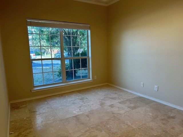 spare room with crown molding