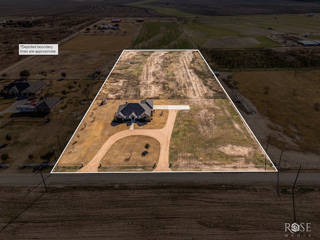 aerial view with a rural view