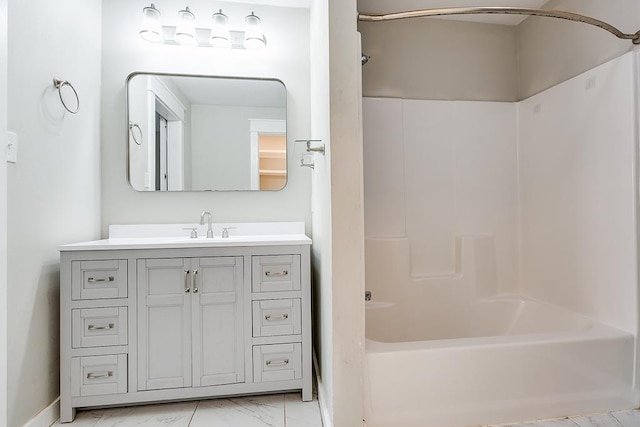 bathroom with vanity and shower / bath combination