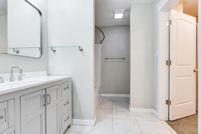 bathroom featuring vanity and shower / bath combination