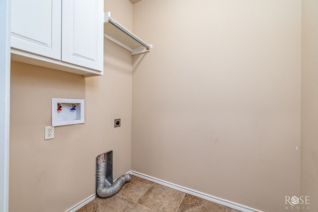 7738 Bison Trl, San Angelo, TX 76901 - laundry room featuring baseboards, electric dryer hookup, cabinet space, and hookup for a washing machine
