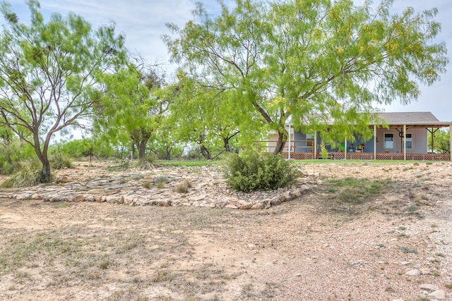 view of yard with a porch