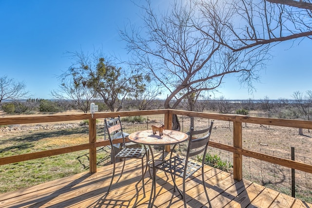 deck featuring a rural view