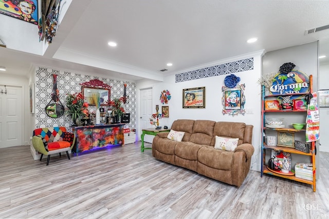 1920 Shady Point Circle Dr, San Angelo, TX 76904 - living area with wood finished floors, crown molding, and recessed lighting
