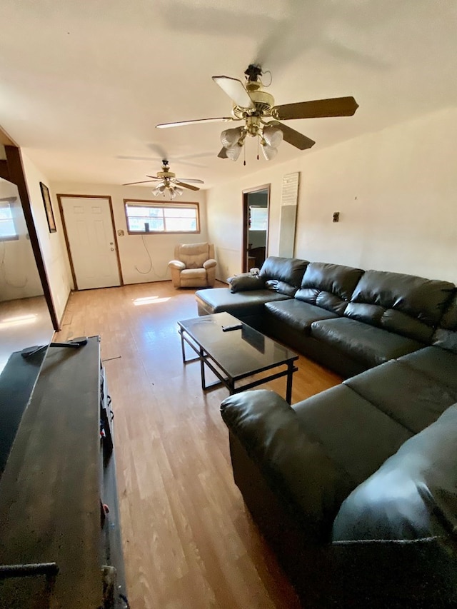 living room with light hardwood / wood-style floors