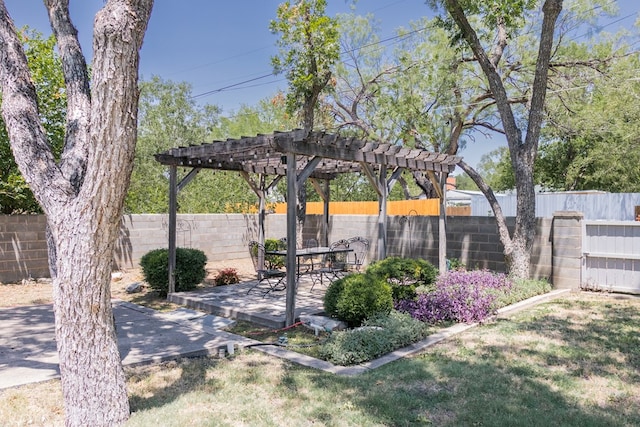 view of yard featuring a pergola