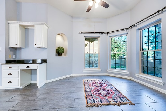 6026 Warwick Dr, San Angelo, TX 76901 - unfurnished dining area with a ceiling fan and baseboards