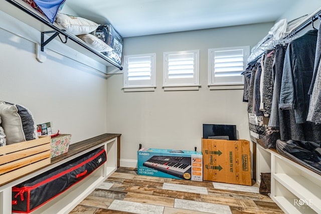 spacious closet featuring hardwood / wood-style floors