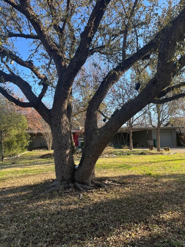 view of yard featuring a garage