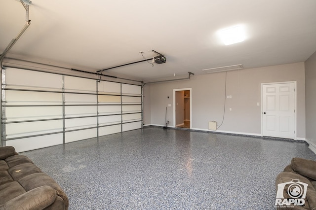 garage with a garage door opener