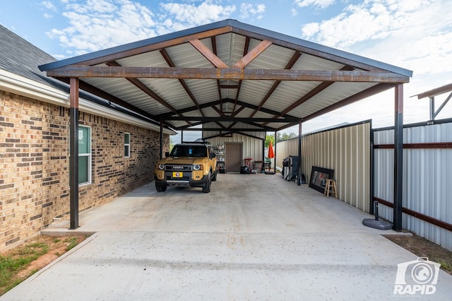 view of car parking with a carport