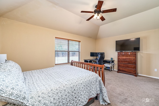 3926 Caroline Ln, San Angelo, TX 76904 - carpeted bedroom featuring lofted ceiling and a ceiling fan