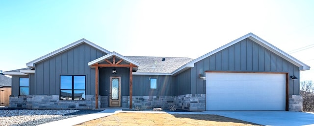 modern farmhouse with a garage