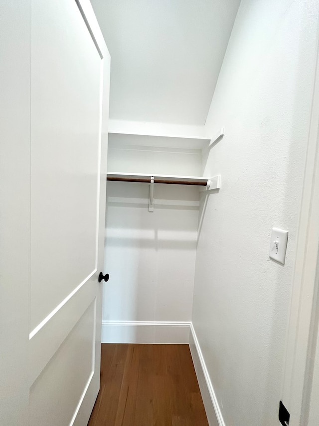 walk in closet featuring wood-type flooring