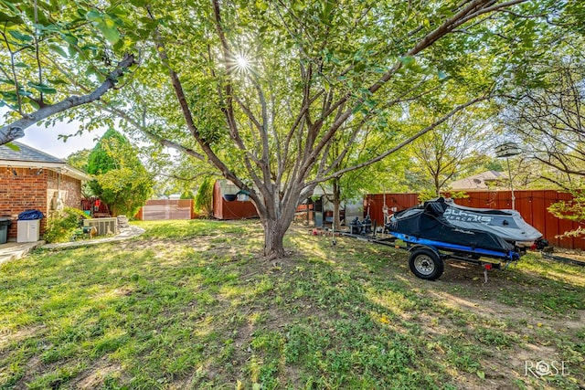 view of yard featuring a fenced backyard