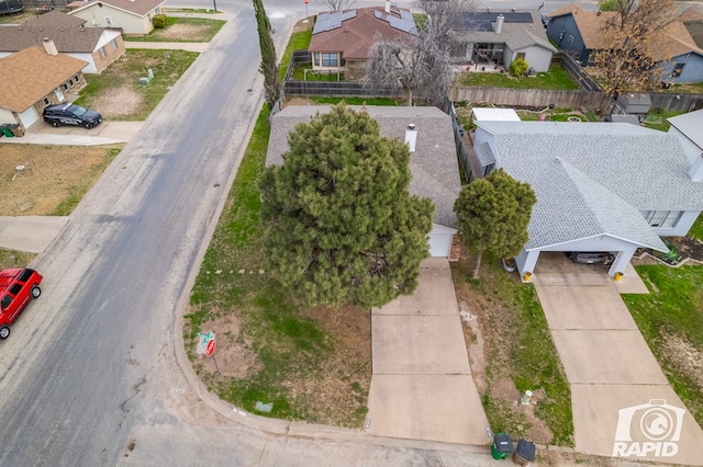 bird's eye view with a residential view