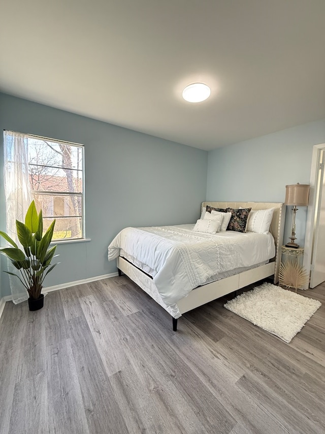 bedroom with hardwood / wood-style floors