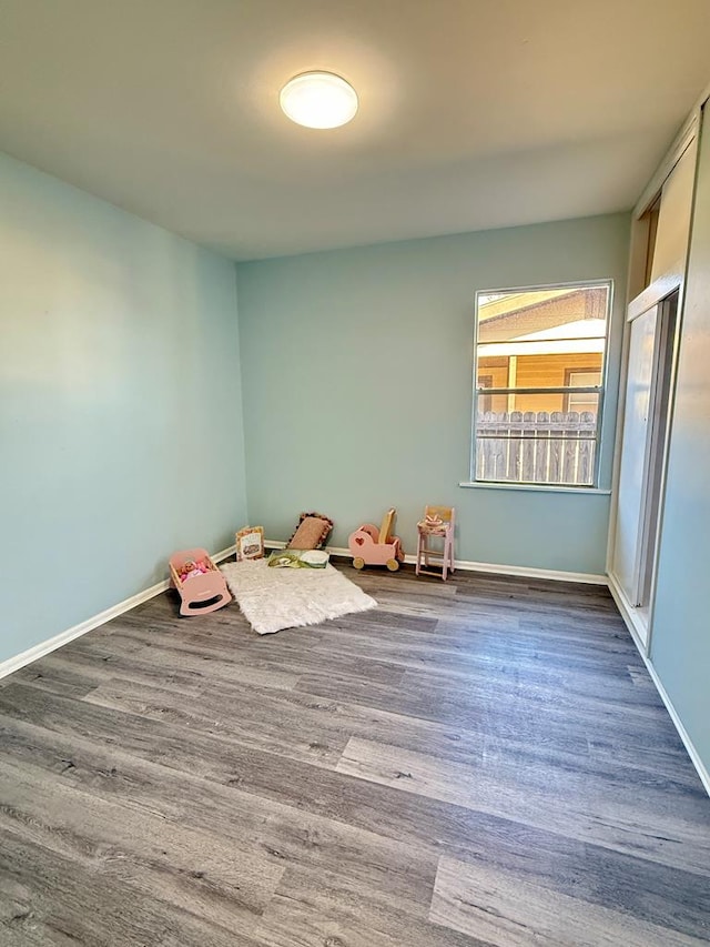 interior space featuring hardwood / wood-style floors and a closet