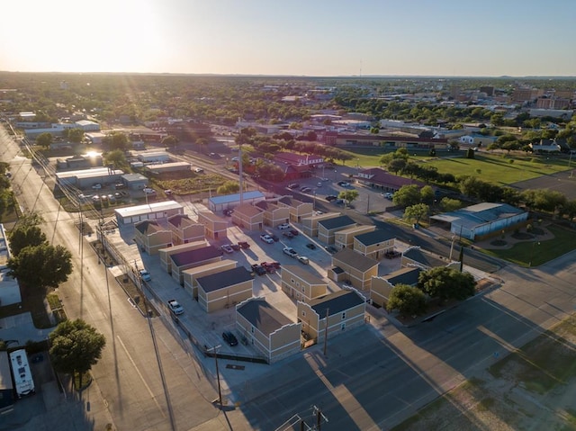 view of aerial view at dusk