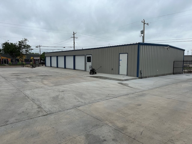 exterior space with a garage