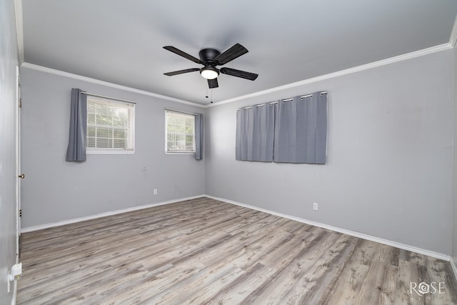 3109 College Hills Cir, San Angelo, TX 76904 - empty room featuring ornamental molding, wood finished floors, and ceiling fan