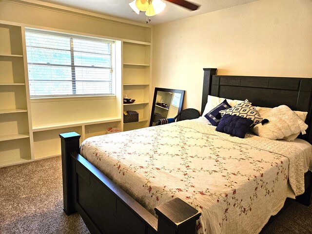 bedroom with carpet floors and ceiling fan