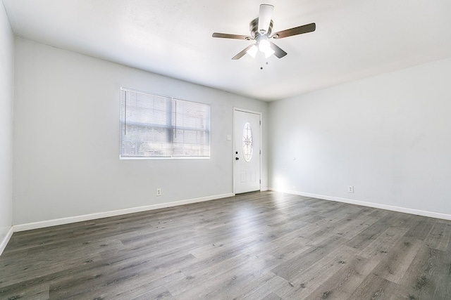 2021 Field Ave, San Angelo, TX 76901 - foyer entrance with a ceiling fan, wood finished floors, and baseboards