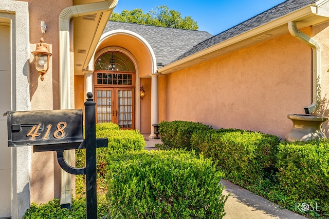 property entrance with french doors