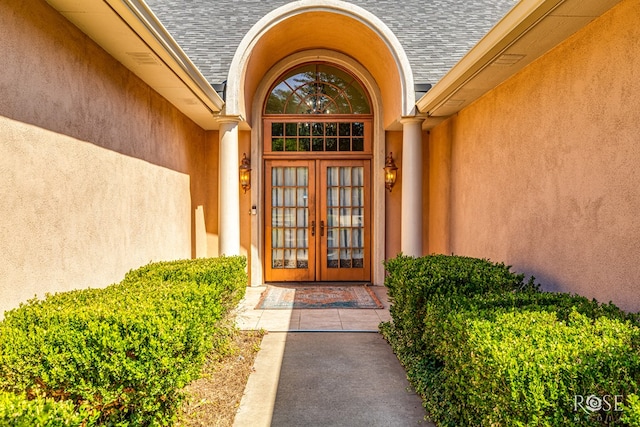 property entrance with french doors