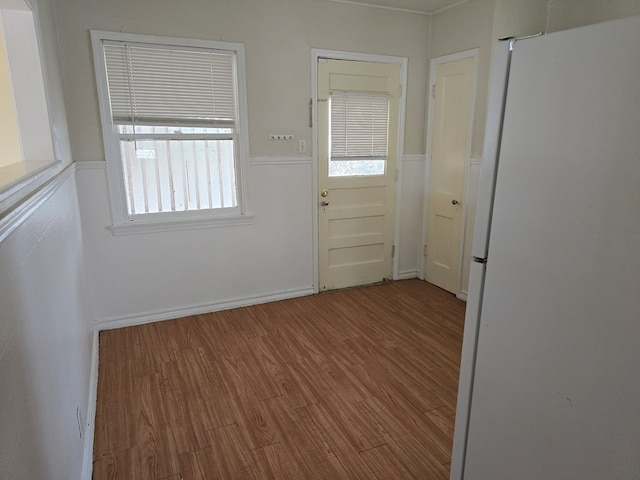 entryway with hardwood / wood-style flooring