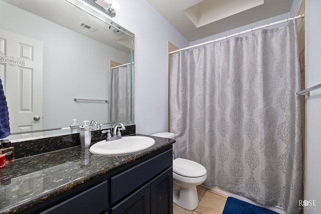 4122 Harmony Ln, San Angelo, TX 76904 - bathroom featuring vanity, tile patterned flooring, and a shower with shower curtain
